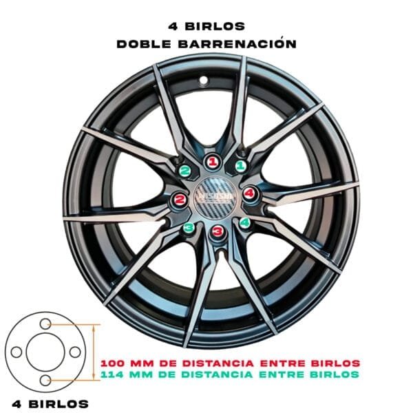 Rines Aveo 14x6 4x100-4x114 - Doble Barrenación 4 en 100 y 4 en 114