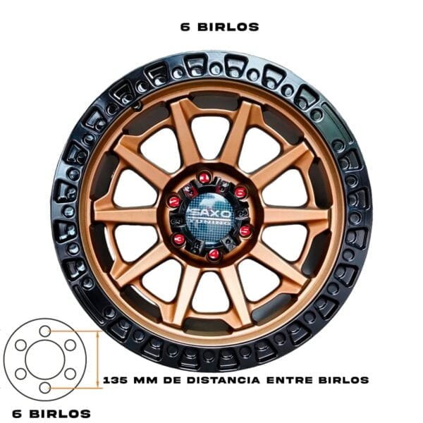 Rines 17 6 birlos para ford f150 17x9 6x135 - 6 birlos en 135