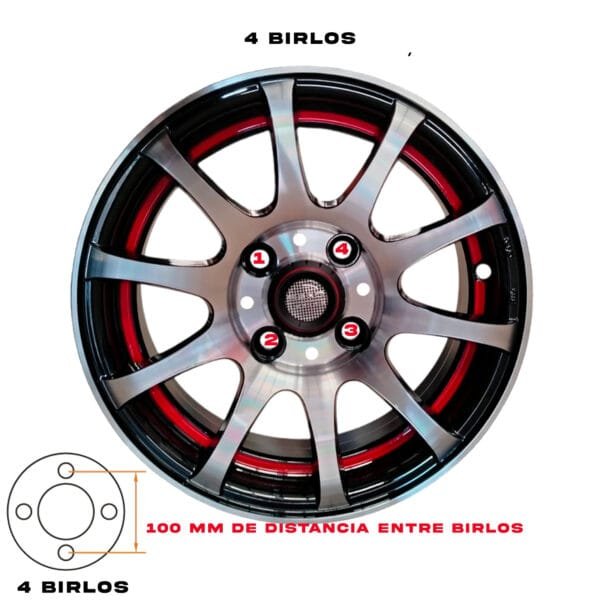 Rines Carro 13x5.5 4x100 - rines de 4 birlos en 100