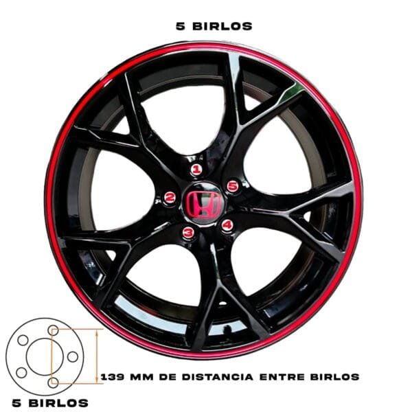 Rines para accord de 18 18x8 5x114 - 5 birlos en 114