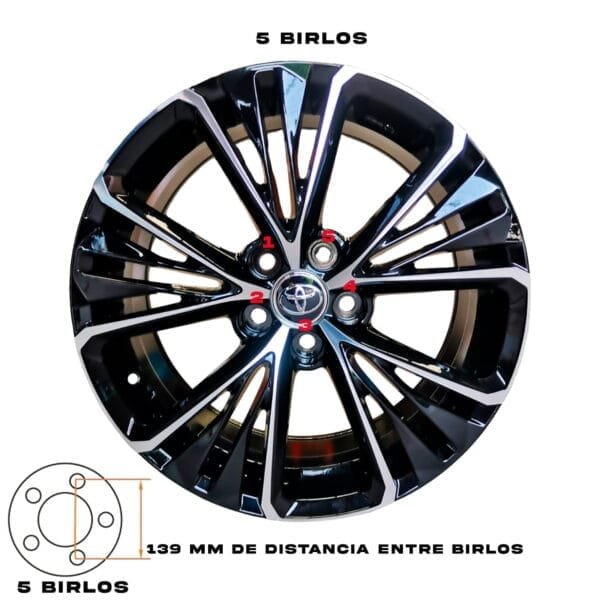 Rines para Camry 18x8 5x114 - 5 birlos en 114